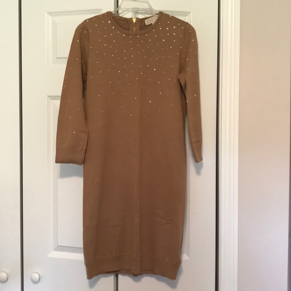 Michael Kors tan 3/4 sleeve sweater dress, Size S